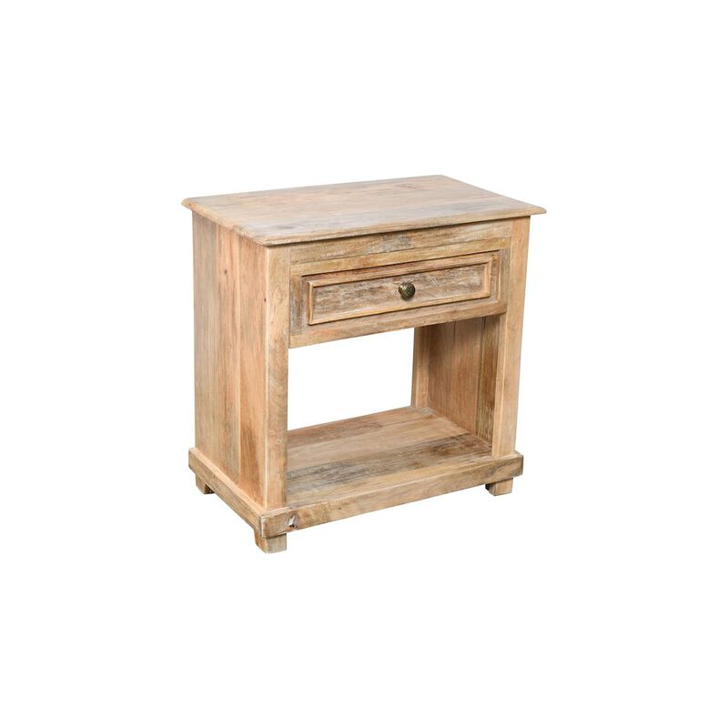 Coastal Jenna 1-Drawer Solid Wood Nightstand in Natural