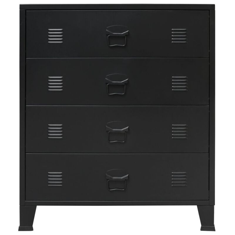 vidaXL Chest of Drawers Metal Industrial Style 30.7"x15.7"x36.6" Black