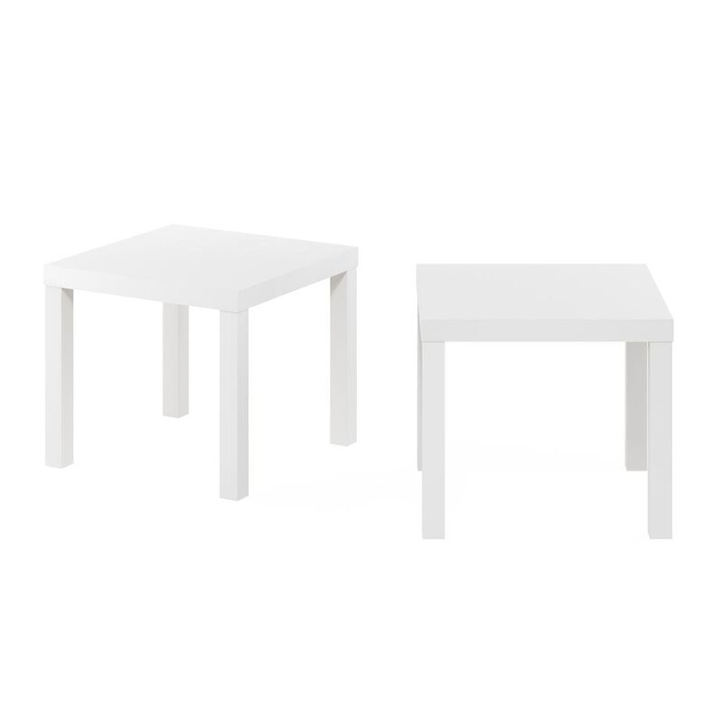 Furinno Classic Homey Square Side Table, Set of 2, White