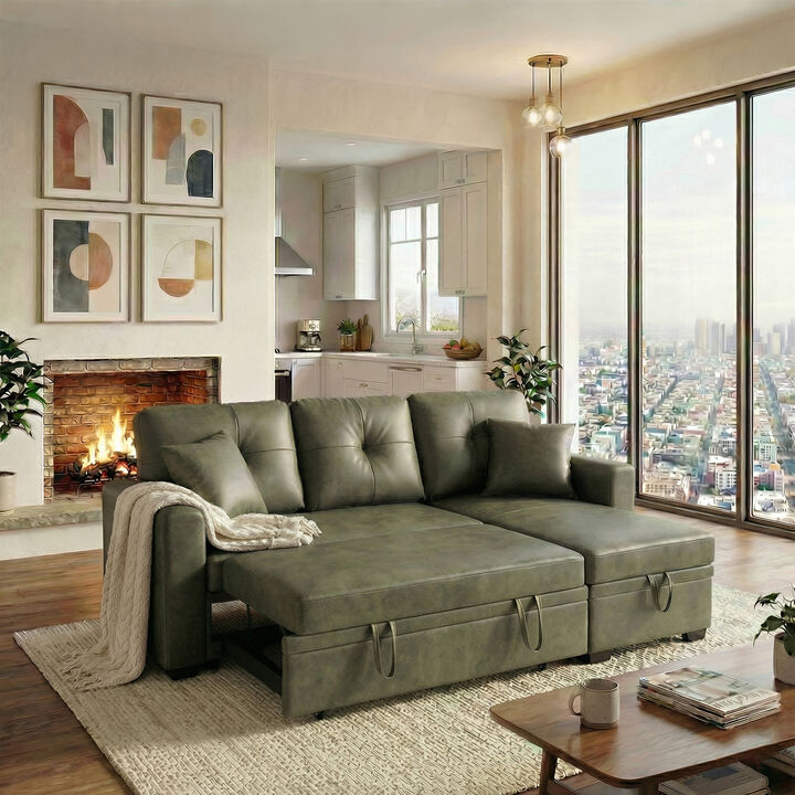 Jomple Foil Fabric Sectional Sleeper sofa