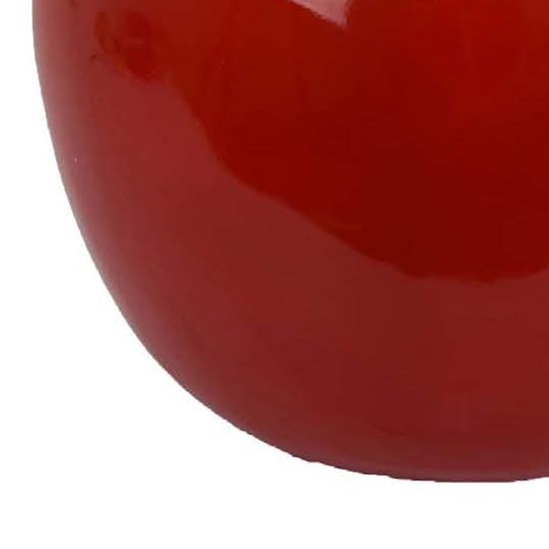 Masu Tabletop Accent Decor, 16 Inch Apple Design Glossy Red Resin Body - Benzara