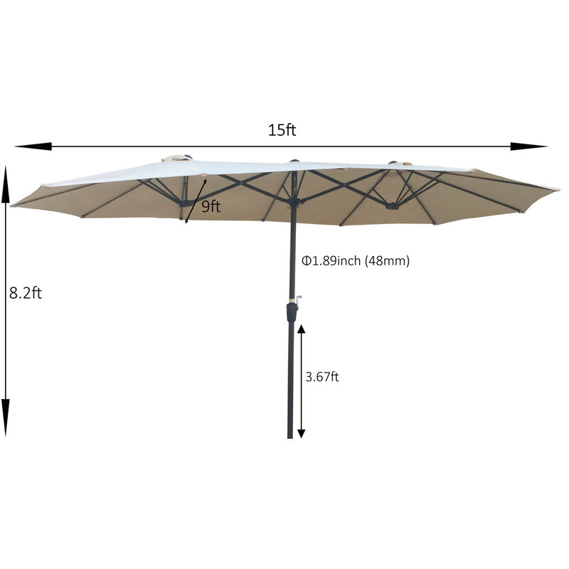 Streamdale Double-Sided Patio Umbrella 15x9FT