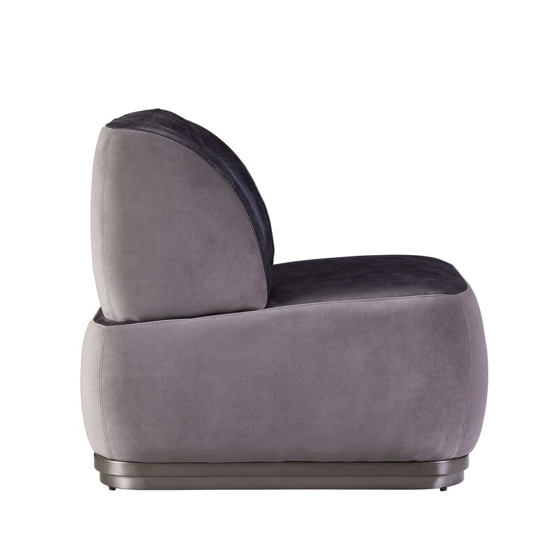 Leatherette Accent Chair with Wingback Design Backrest, Black and Gray-Benzara image number 3