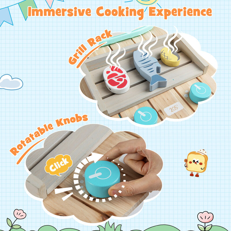 Wooden Toy Kitchen Playset for Kids with Removable Sink for Patio and Backyard-Multi-Color image number 5