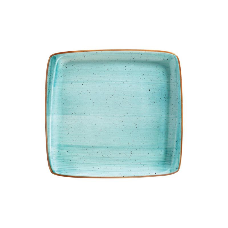 Aqua 12.75" x 12" x h:0.75" Square Blue Porcelain Platter