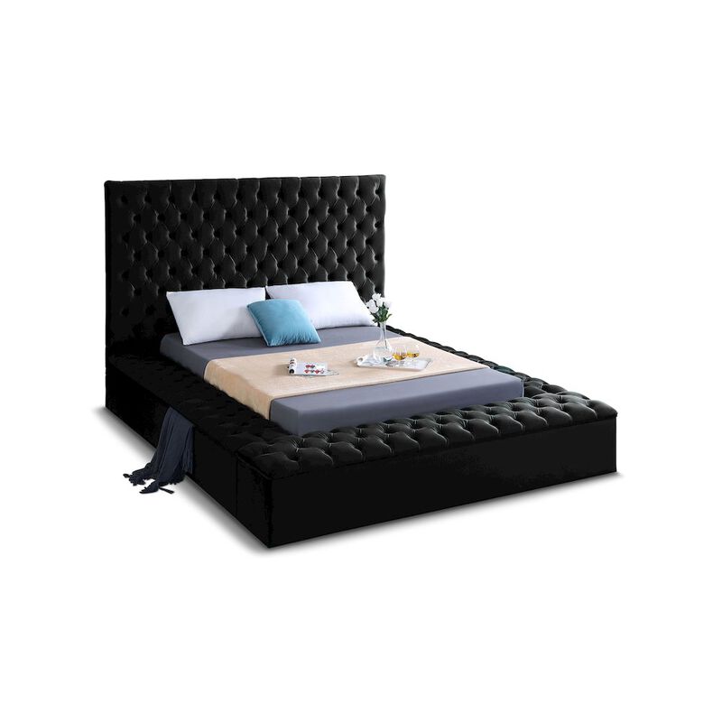 Meridian Furniture Bliss Black Velvet Queen Bed