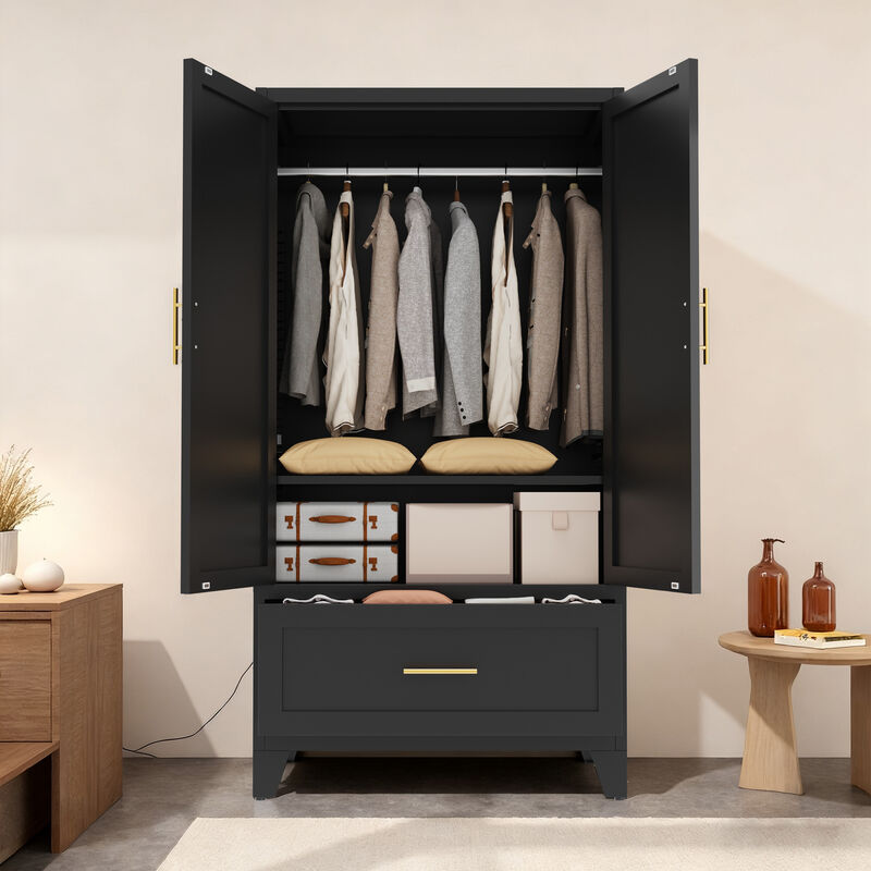 Gedstu 60" Tall Metal Wardrobe Cabinet image number 2