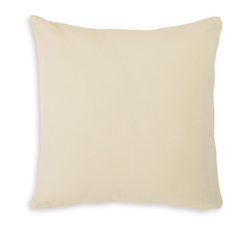 Kyla 22 Inch Accent Pillow Set of 4, Embroidered Geometric Pattern, Cream - Benzara
