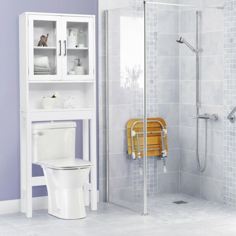 Hivvago Over the Toilet Storage Cabinet Bathroom Space Saver with Tempered Glass Door