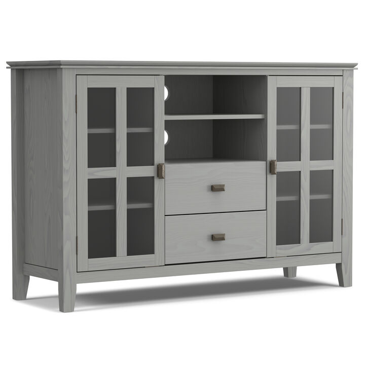 Artisan SOLID WOOD 53 inch Wide Contemporary TV Media Stand in Fog Grey For TVs up to 60 inches