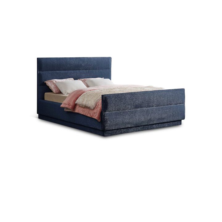 Meridian Furniture Paxton Navy Chenille Fabric King Bed