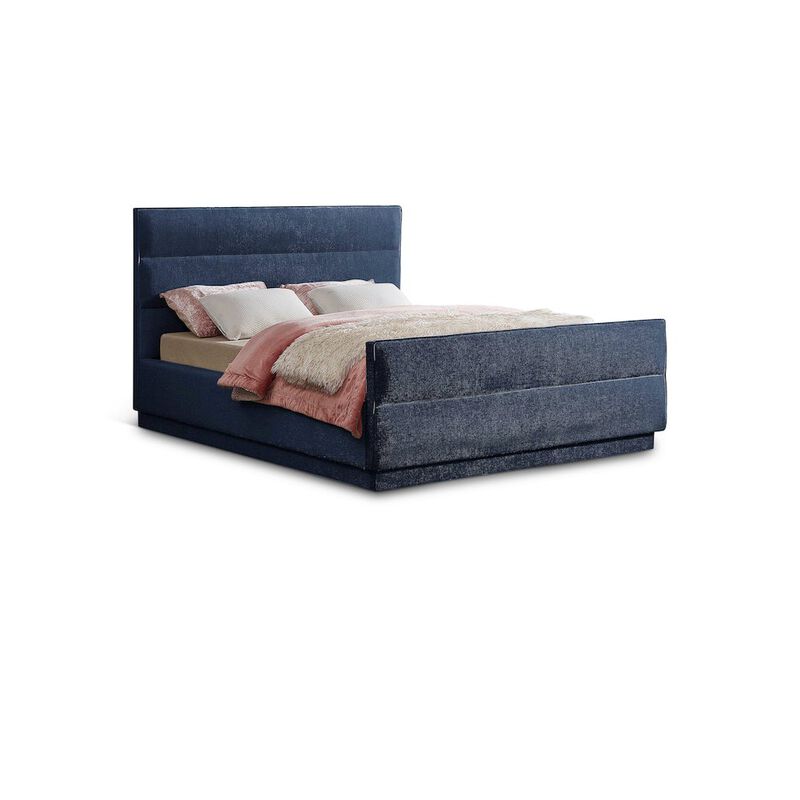 Meridian Furniture Paxton Navy Chenille Fabric King Bed