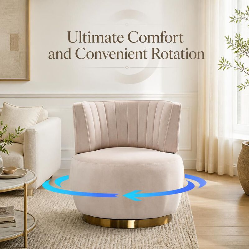 GOODSILO 360 Degree Swivel Barrel Accent Chair, Upholstered Round Armchair for Living Room, Bedroom, Office, Nursery, Lounge, Waiting Rooms image number 4