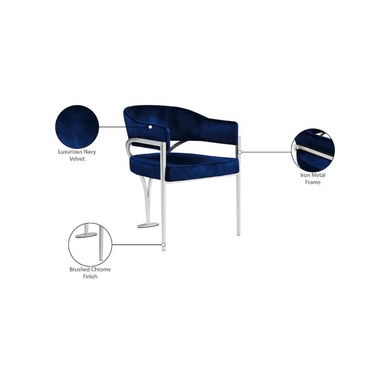 Meridian Furniture Madelyn Navy Velvet Dining Chair, Set of 2