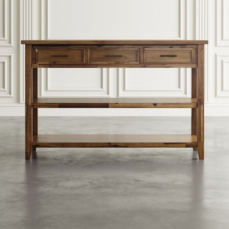 Jofran Claremont 50 Transitional Rustic Wood Sofa Console Table with Storage
