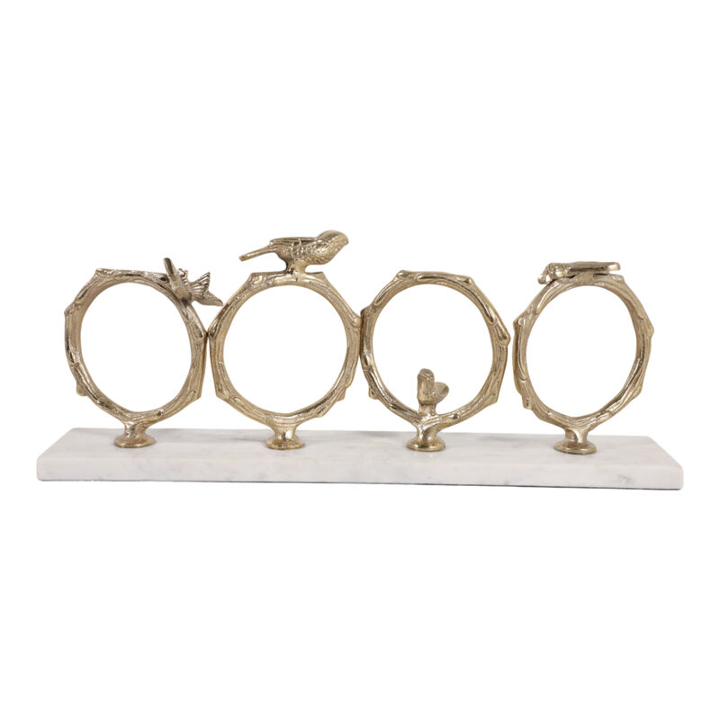 19x9" Birds On Branch Rings, Champagne/ White image number 4