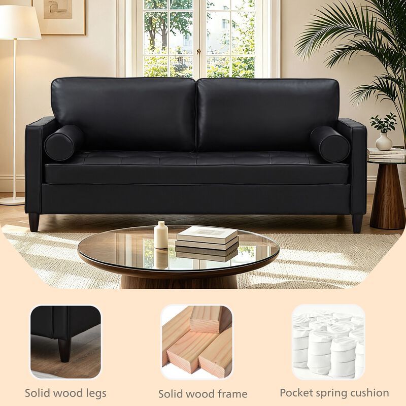 Galglo Breathable Faux Leather Couch image number 4