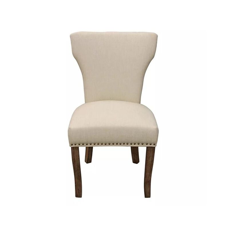 Alex Hamilton Transitional Jill Side Chair In Ivory Weave Fabric 2-Piece Set