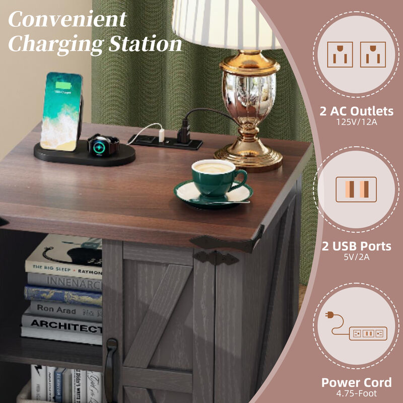 Merax Versatile Side Table End Table with Charging Statio