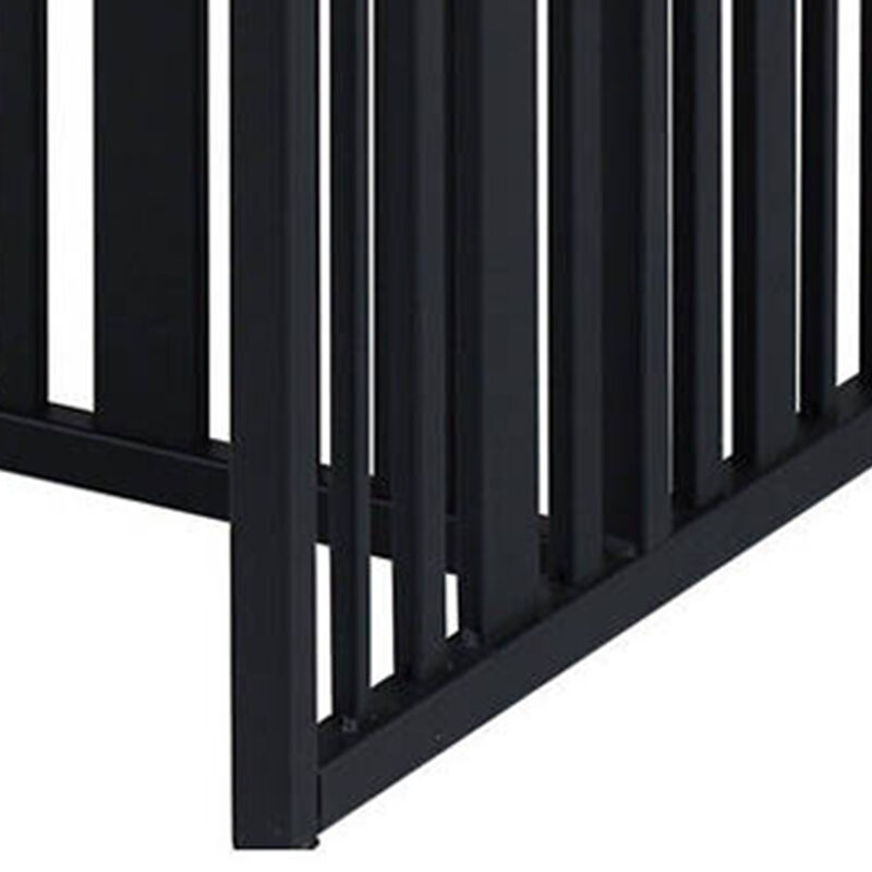 Nori 47 Inch Coffee Table, Distressed Brown Top, Black Metal Slatted Base