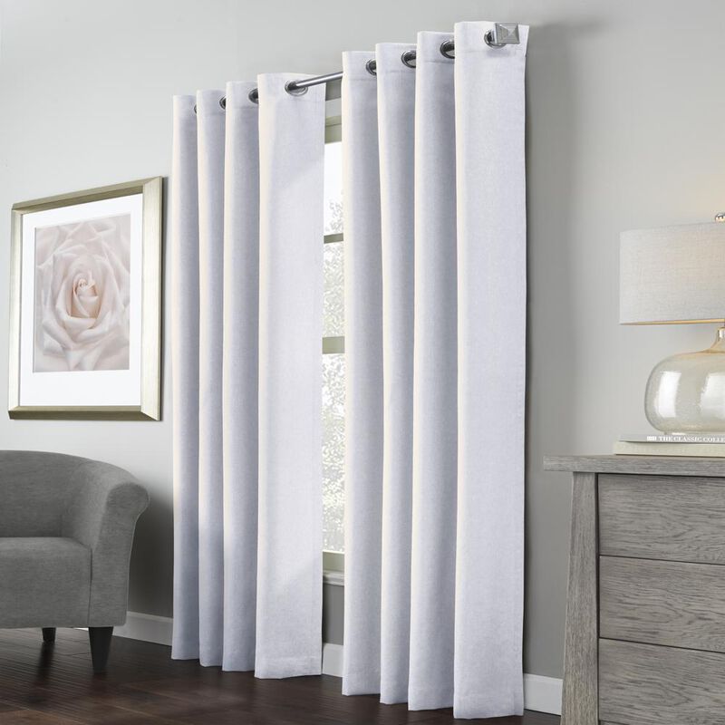 Habitat Margaret Light Filtering Richly Woven Textured Pattern Daytime Privacy Grommet Curtain Panel 52" x 63" White