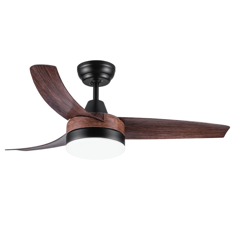 42 Inch Ceiling Fan with LED Light & Remote, Rustic Brown Wood Grain ABS Blades, 6-Speed image number 0