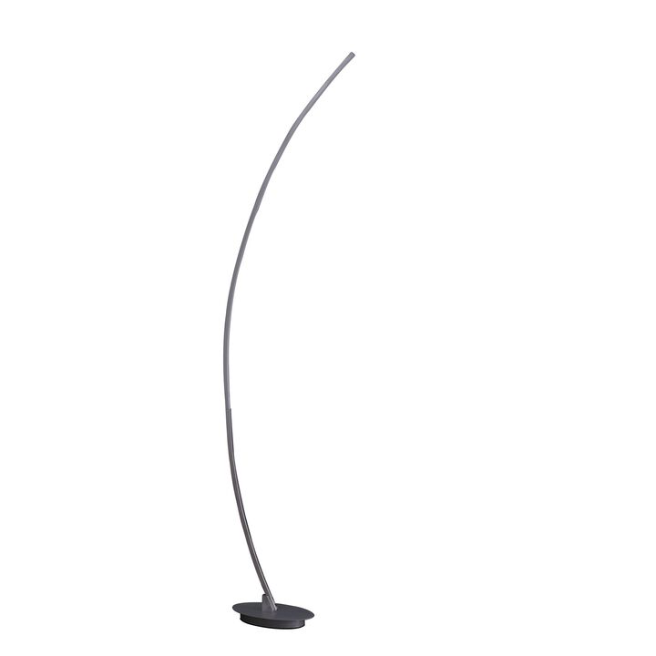 Floor LED Lamp with Metal Arched Design, Brushed Silver-Benzara