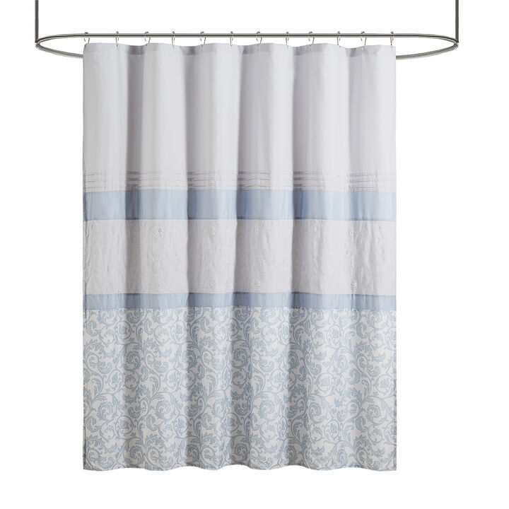 Gracie Mills McConnell Printed Embroidered Peiced Shower Curtain