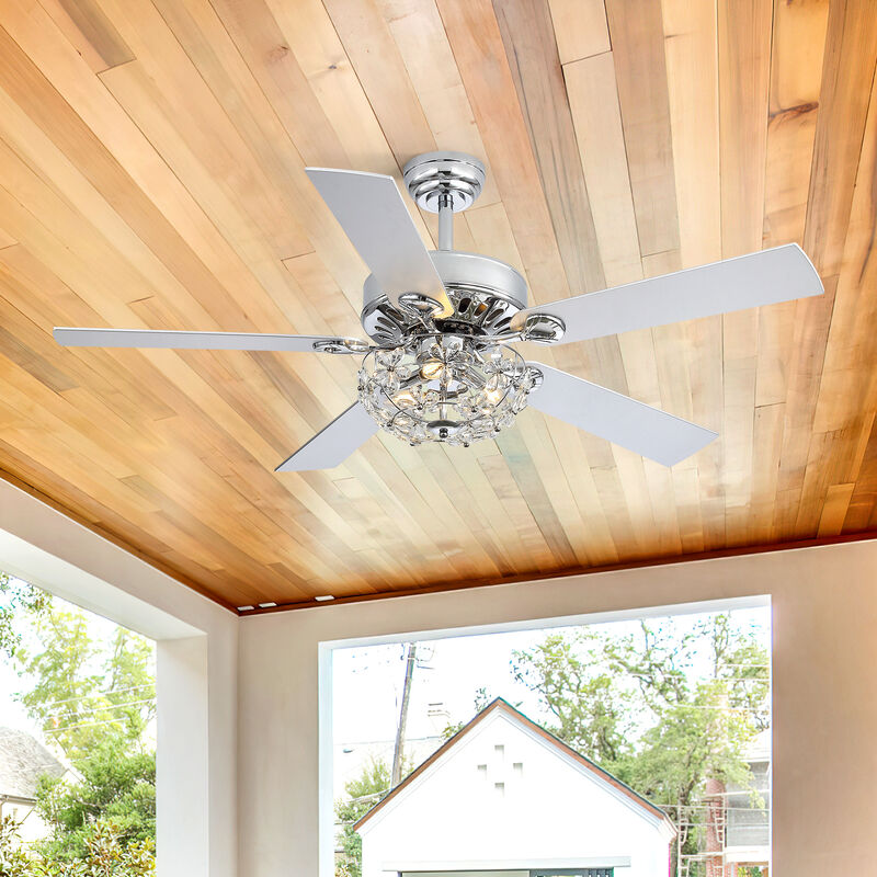 Breezary 52" Ceiling Fan with Light, 5 Blade, 6-Speed DC Motor, Quiet Downrod Mount, Timer, Remote Control image number 9
