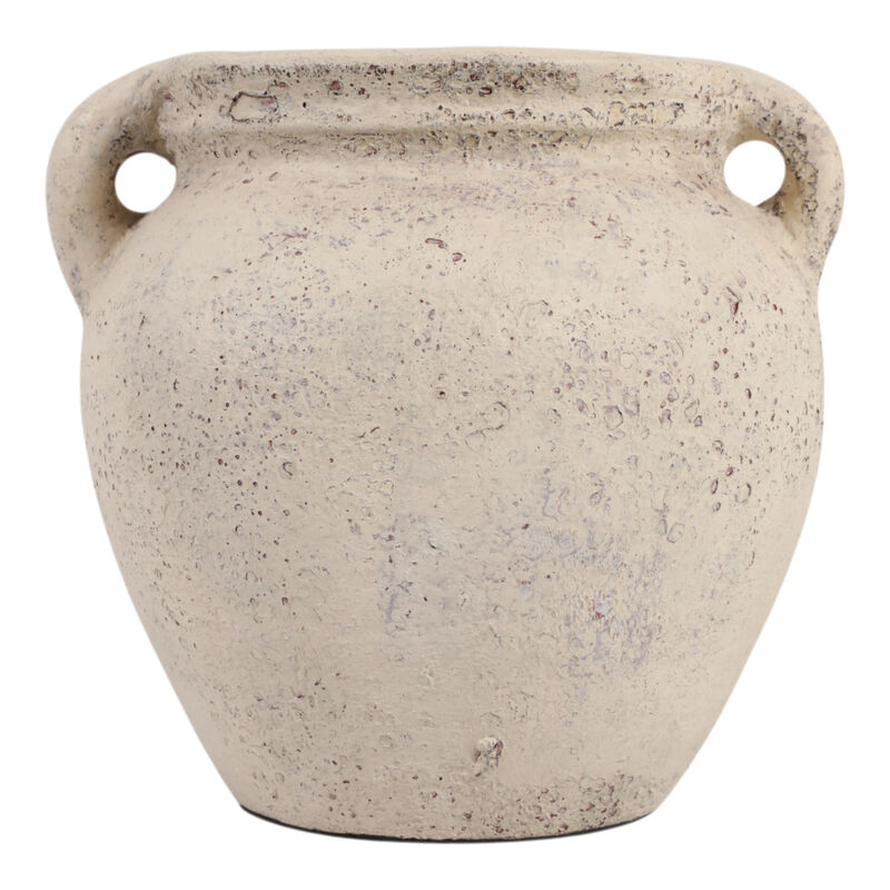 8x8" Terracotta Double Handle Vase, Ivory image number 3