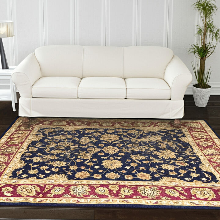 HomeRoots 5' X 8' Blue Red And Gold Oriental Hand Tufted Area Rug