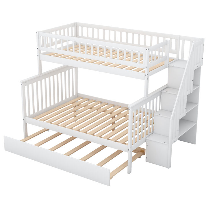 Merax Twin over Full Bunk Bed with Trundle and Staircase