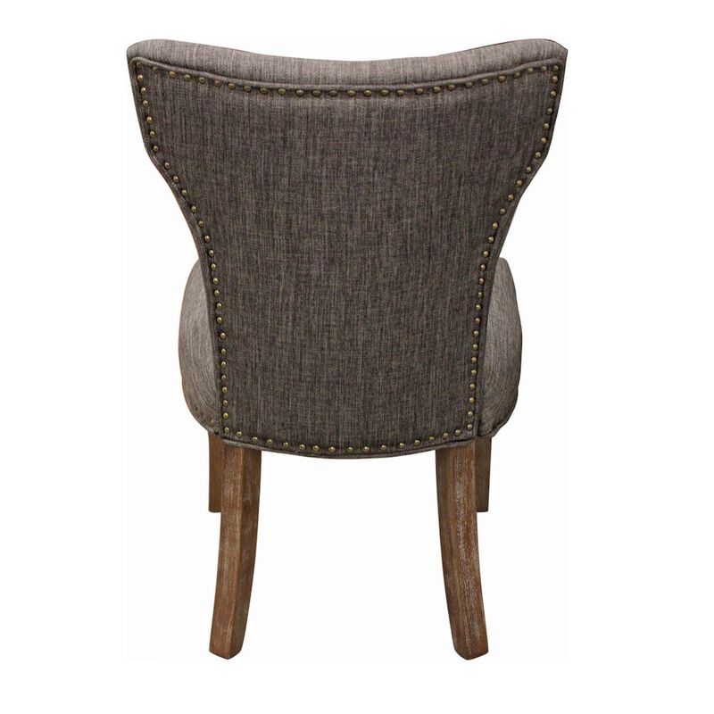 Alex Hamilton Transitional Jill Side Chair In Dark Gray Weave Fabric 2-Piece Set