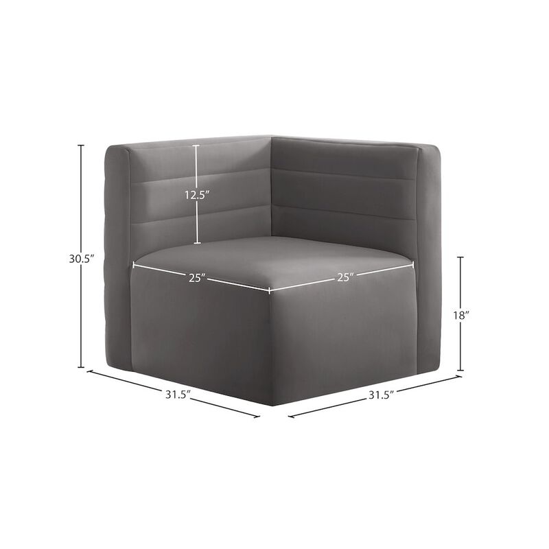 Meridian Furniture Quincy Grey Velvet Modular Corner Chair