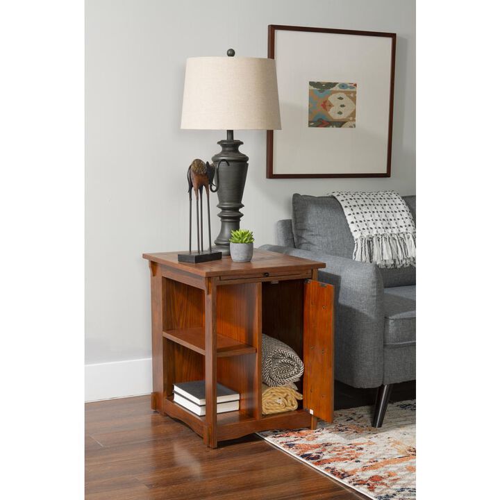 Linon Mission Oak Cabinet Table