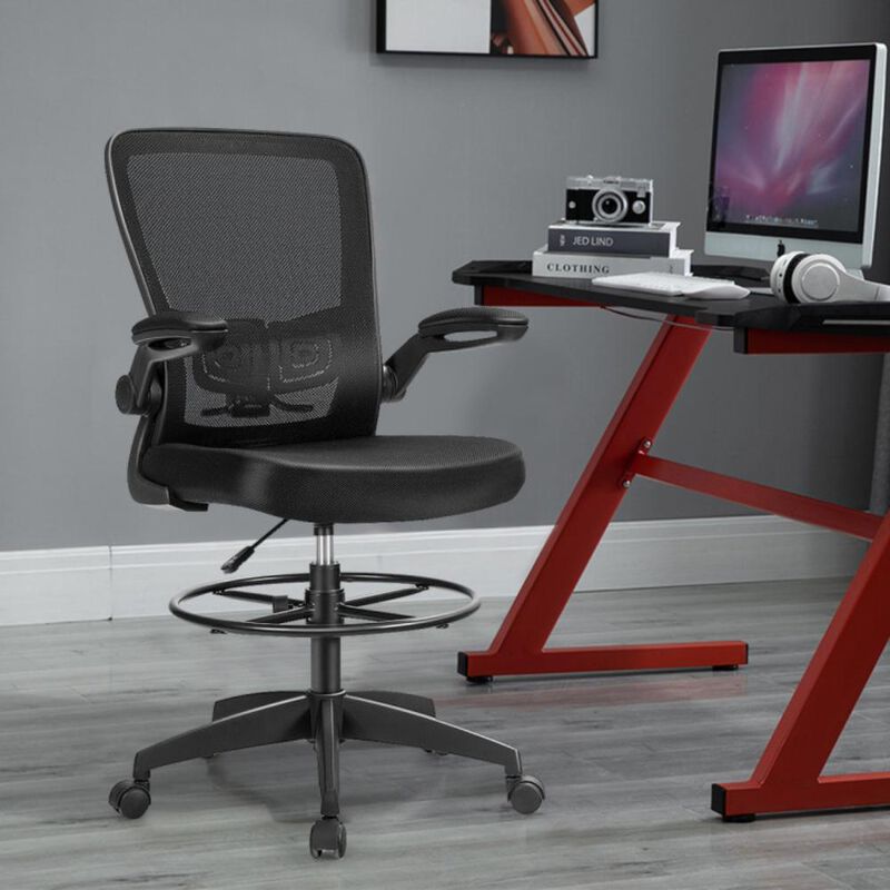 Hivvago Height Adjustable Drafting Chair with Flip Up Arms