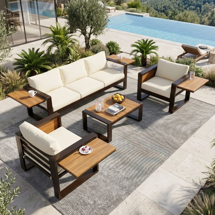 Whisen 4-Piece Outdoor Seating Set, Aluminum Polyester for Outdoor Garden Furniture