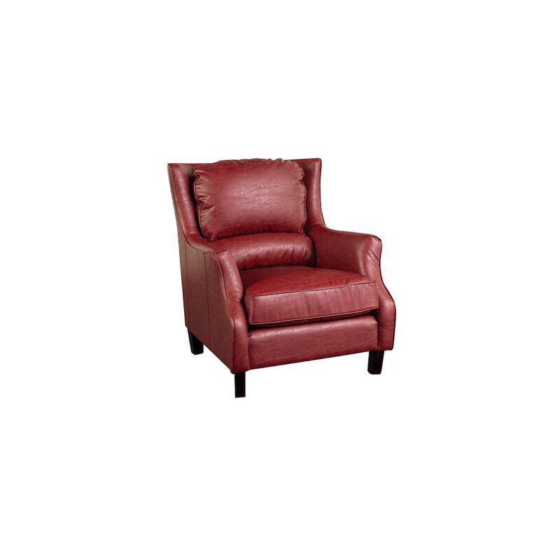 Porter Designs Garnett Crackle Leather Club Style Accent Chair, Red