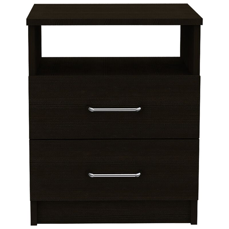 Homezia Brown Open Compartment Two Drawer Nightstand
