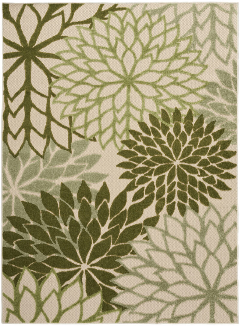 HomeRoots 6' X 9' Ivory And Green Floral Indoor Outdoor Area Rug image number 0