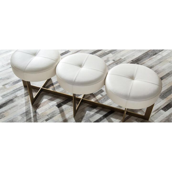 White Leather Button Bench