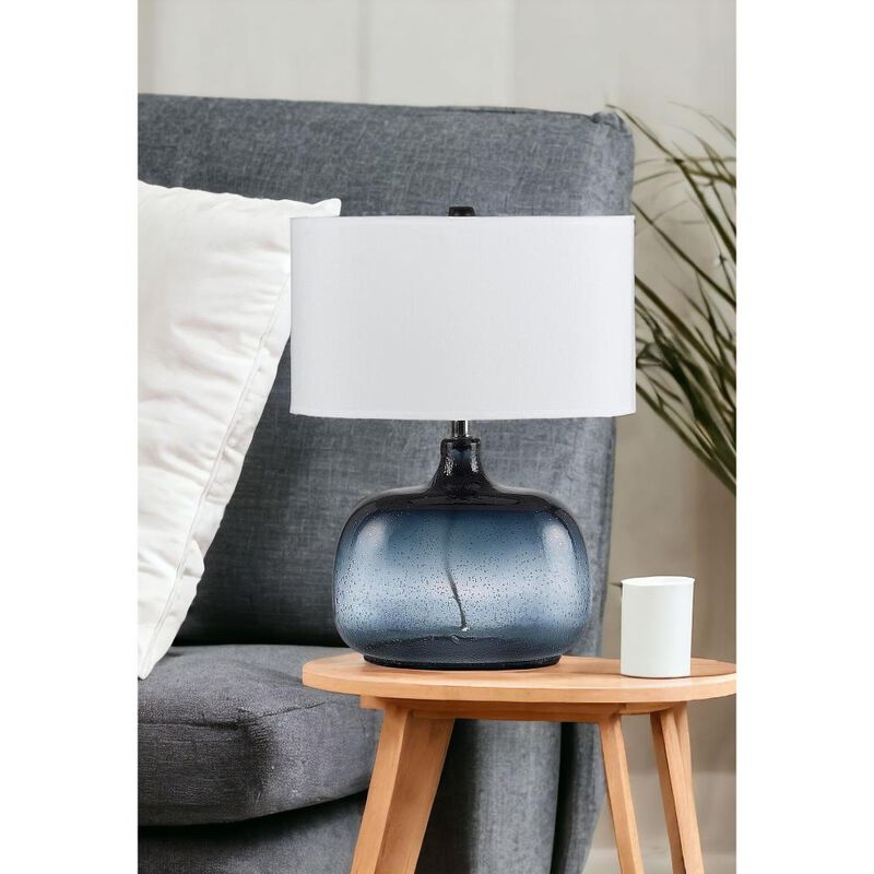 Hivvago 24" Dark Blue Glass Table Lamp With White Novelty Shade