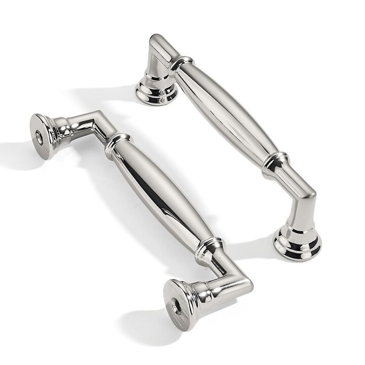 ZAUYX 2 Pack 3-3/4 Inch Hole Center Polished Nickel Cabinet pulls Solid Heavy Duty Cabinet Pull Cabinet Handles Kitchen Cabinet