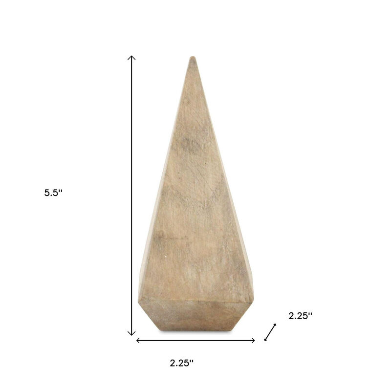 HomeRoots 6" Natural Solid Wood Pyramid Decorative Sculpture image number 6