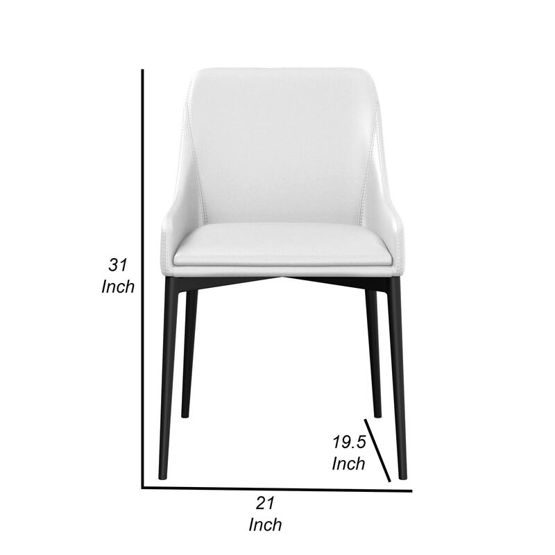 Zvi 21 Inch Cushioned Dining Chair, Set of 2, Sloped Arms, White, Black - Benzara image number 4