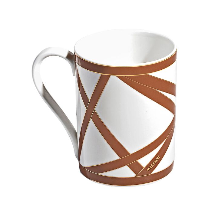 Mug NASTRI MULTICOLOR Beige, diam. 3.35", H 3.86"