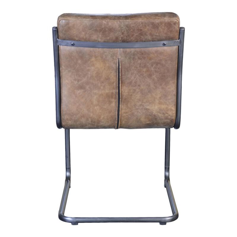Moe's Home Collection Ansel Dining Chair Grazed Brown Leather-Set Of Two