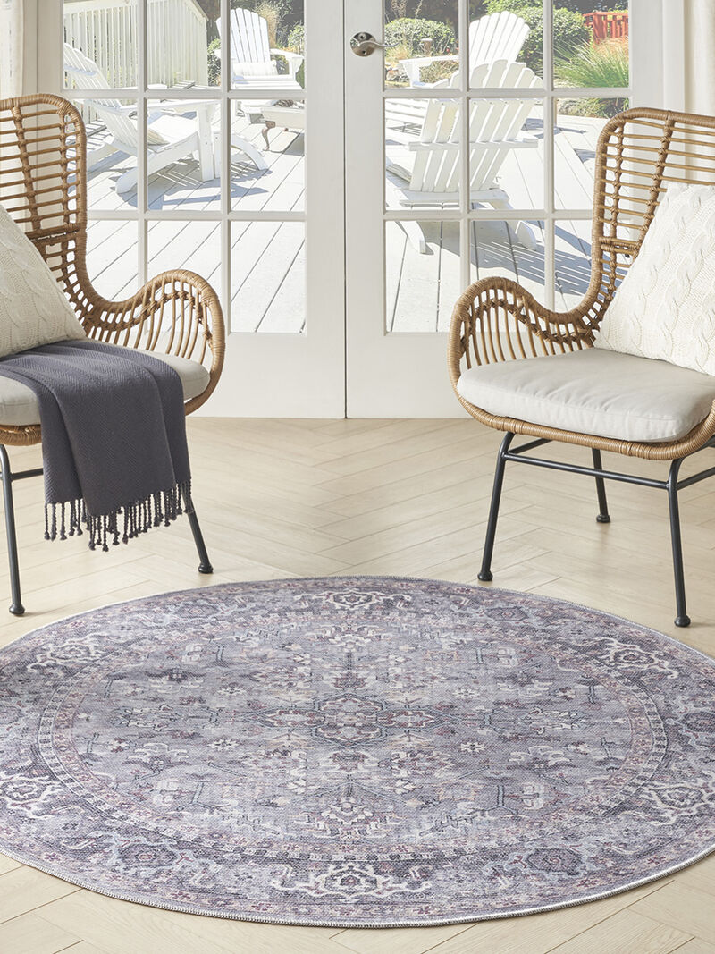 Machine Washable Series 1 SR104 Gray 5'3" x Round Rug