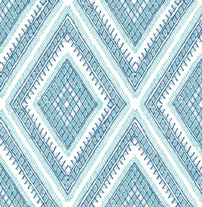 Zaya Blue Tribal Diamonds Wallpaper