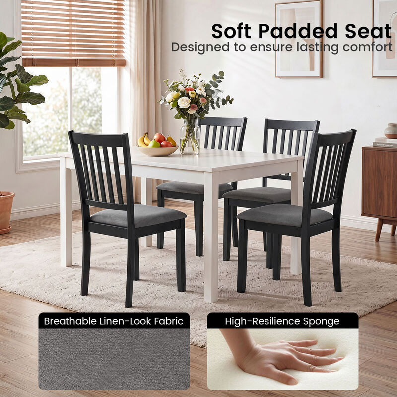 4 Pack Wooden Dining Chairs with Upholstered Seats for Kitchen and Dining Room image number 6